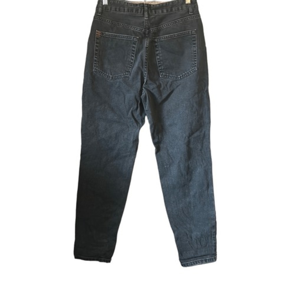 Black Wash High Waisted Tapered Leg Denim Jeans Classic Casual Everyday Style - Picture 6 of 6